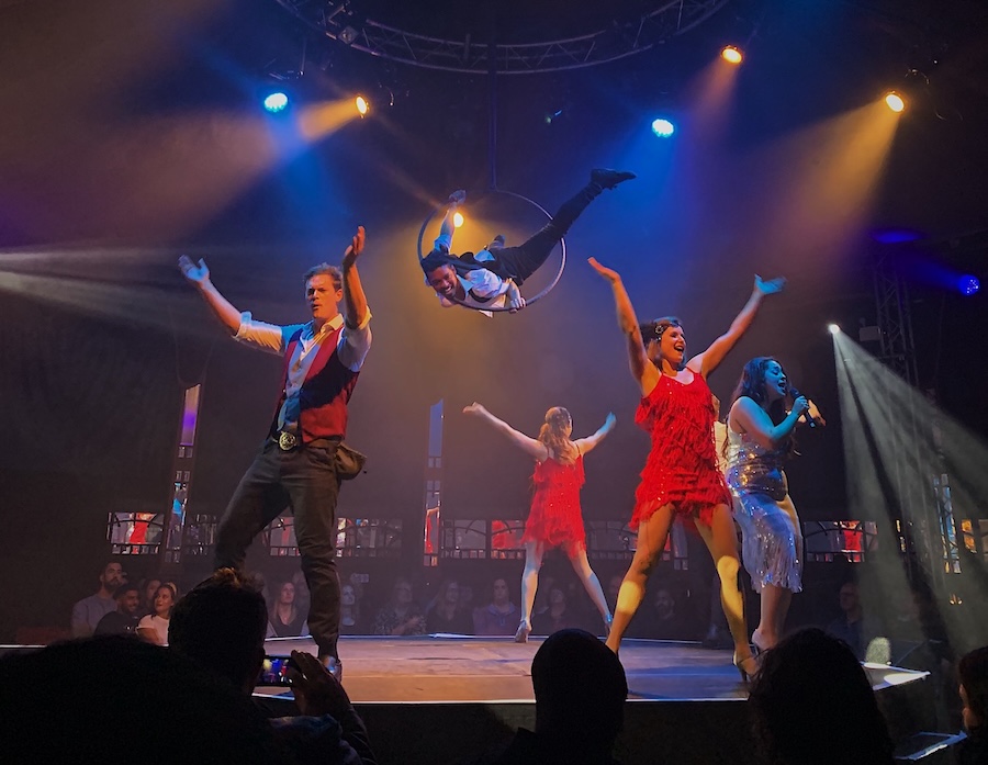 Circus performers on stage